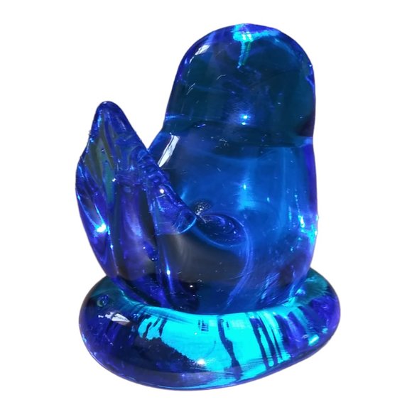 Bluebird of Happiness Paperweight Leo Ward 1992 Bluebird Glass Figurine - Picture 3 of 8